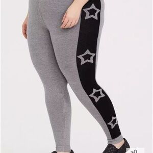 Gray and Black Star Pattern Leggings
